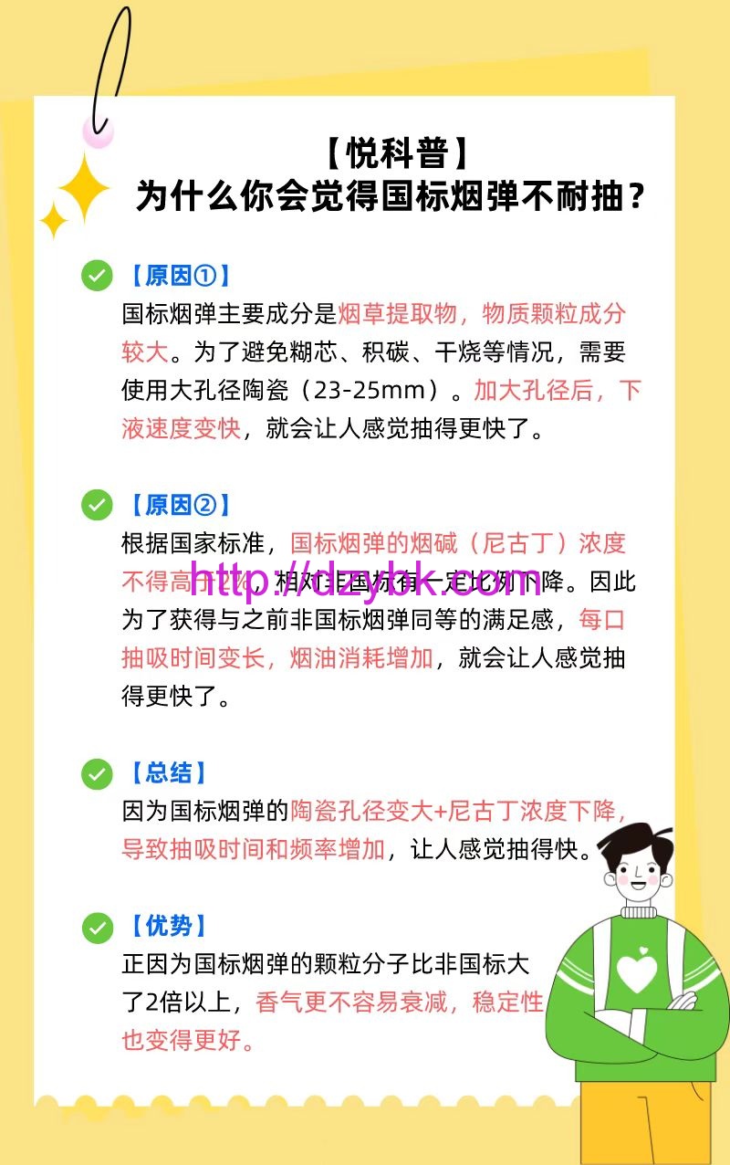 [悦科]为什么你会觉得国标烟弹不耐抽?